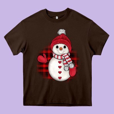 Christmas Snowman Heavy Core Tee Designed By Jahusdesignshop