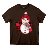 Chocolate Brown christmas snowman Heavy Core Tee - JahusDesignShop