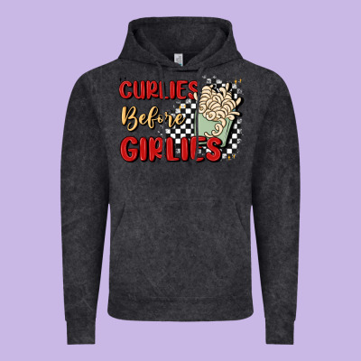 Curlies Before Girlies Vintage Hoodie Designed By Maliassmallbusiness