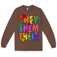 Chestnut They Them Their Pride LGBTQ Long Sleeve Tee - BundleAndBundleShop