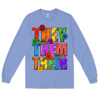 Colony Blue They Them Their Pride LGBTQ Long Sleeve Tee - BundleAndBundleShop