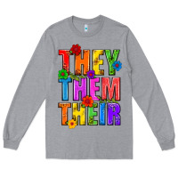 Heather Grey They Them Their Pride LGBTQ Long Sleeve Tee - BundleAndBundleShop