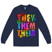Navy They Them Their Pride LGBTQ Long Sleeve Tee - BundleAndBundleShop