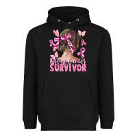 Black breast cancer survivor messy bun Heavyweight Hoodie - CowGirlArtShop