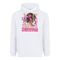 White breast cancer survivor messy bun Heavyweight Hoodie - CowGirlArtShop