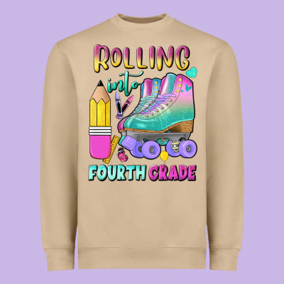 Rolling Into Fourth Grade Heavyweight Sweatshirt Designed By Bundleandbundleshop