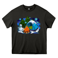 Asphalt winter camping with camp fire Heavy Core Tee - AdoDesignShop