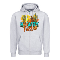 Heather Grey Howdy Fall Zipper Hoodie - texasbilliewilder