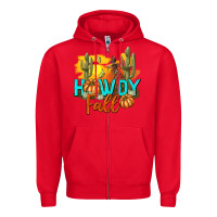 Red Howdy Fall Zipper Hoodie - texasbilliewilder