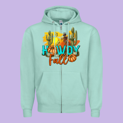 Howdy Fall Zipper Hoodie Designed By Texasbilliewilder