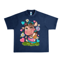 Navy little cute cow Urban Heavy Tee - NancyCooperArtShop