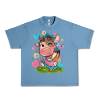 Pebble Blue little cute cow Urban Heavy Tee - NancyCooperArtShop