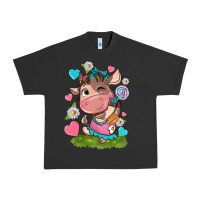 Pigment Black little cute cow Urban Heavy Tee - NancyCooperArtShop