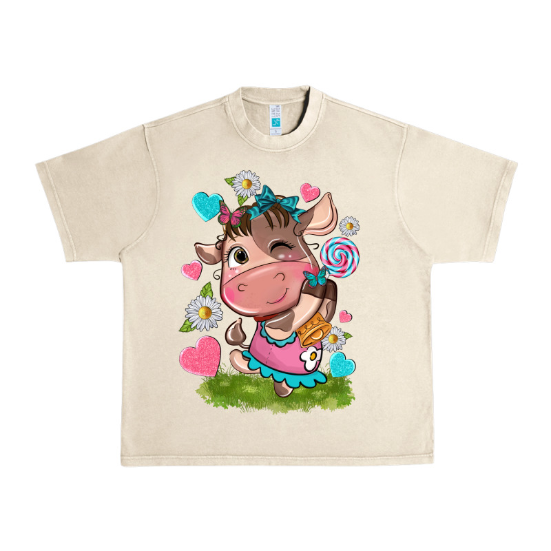 Little Cute Cow Urban Heavy Tee by NancyCooperArtShop | Teevron