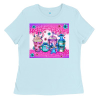 Baby Blue stitch coffee cups Ladies Tee - Jasminsmagicworld