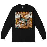 Black Western Bull Skull And Sunflowers With Leopard Seamless Pattern Long Sleeve Tee - BundleAndBundleShop