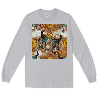 Moon Dust Western Bull Skull And Sunflowers With Leopard Seamless Pattern Long Sleeve Tee - BundleAndBundleShop