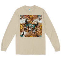 Mushroom Western Bull Skull And Sunflowers With Leopard Seamless Pattern Long Sleeve Tee - BundleAndBundleShop