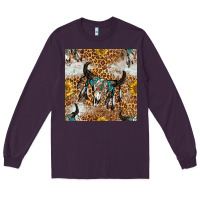 Plum Western Bull Skull And Sunflowers With Leopard Seamless Pattern Long Sleeve Tee - BundleAndBundleShop