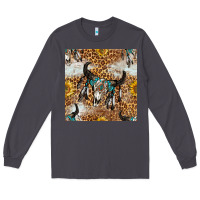 Smoke Western Bull Skull And Sunflowers With Leopard Seamless Pattern Long Sleeve Tee - BundleAndBundleShop