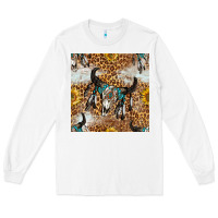 White Western Bull Skull And Sunflowers With Leopard Seamless Pattern Long Sleeve Tee - BundleAndBundleShop