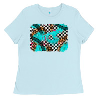 Baby Blue race day turquoise background Ladies Tee - AdoDesignShop