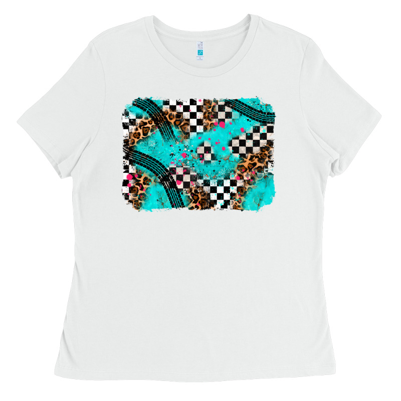 Race Day Turquoise Background Ladies Tee by AdoDesignShop | Teevron
