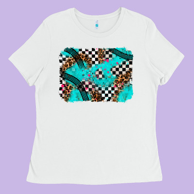 Race Day Turquoise Background Ladies Tee Designed By Adodesignshop