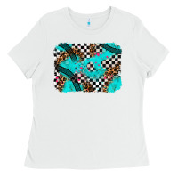 White race day turquoise background Ladies Tee - AdoDesignShop