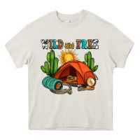Cream wild and free camp Heavy Core Tee - AdoDesignShop