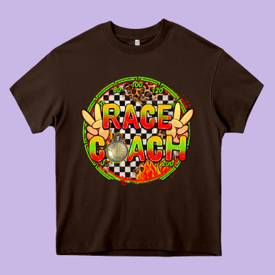 Race Coach  With Leopard And Peace Hand Heavy Core Tee Designed By Adodesignshop