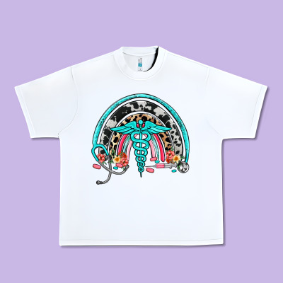 Nurse Rainbow Urban Heavy Tee Designed By Nancycooperartshop