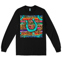Black Western Horseshoe And Arrow With Leopard And Serape Seamless Pattern Long Sleeve Tee - BundleAndBundleShop