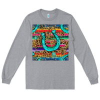Heather Grey Western Horseshoe And Arrow With Leopard And Serape Seamless Pattern Long Sleeve Tee - BundleAndBundleShop