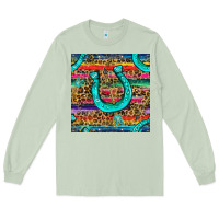 Matcha Western Horseshoe And Arrow With Leopard And Serape Seamless Pattern Long Sleeve Tee - BundleAndBundleShop