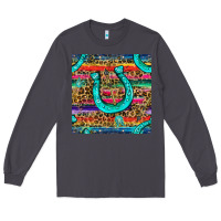 Smoke Western Horseshoe And Arrow With Leopard And Serape Seamless Pattern Long Sleeve Tee - BundleAndBundleShop