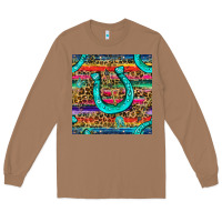 Toasted Coconut Western Horseshoe And Arrow With Leopard And Serape Seamless Pattern Long Sleeve Tee - BundleAndBundleShop