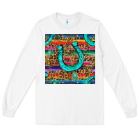 White Western Horseshoe And Arrow With Leopard And Serape Seamless Pattern Long Sleeve Tee - BundleAndBundleShop