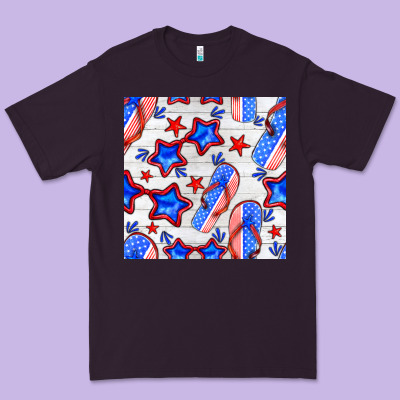 4th Of July Flip Flops Seamless Pattern Premium Tee Designed By Bundleandbundleshop
