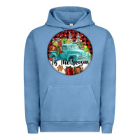 Pigment Pebble Blue Tis The Season Truck Urban Hoodie - FaDigitalArtStudio