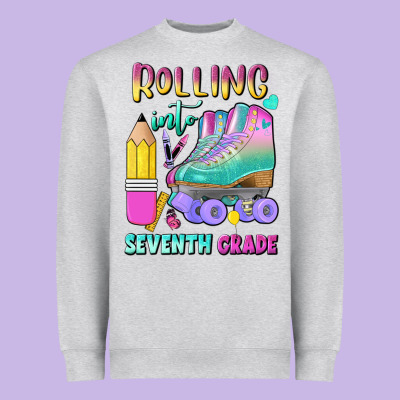 Rolling Into Seventh Grade Heavyweight Sweatshirt Designed By Bundleandbundleshop