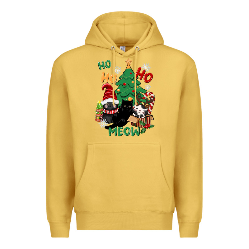 Ho Ho Ho Meow Premium Hoodie by CowGirlArtShop | Teevron
