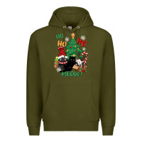 Army Green ho ho ho meow Premium Hoodie - CowGirlArtShop