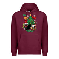 Burgundy ho ho ho meow Premium Hoodie - CowGirlArtShop