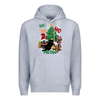 Heather Grey ho ho ho meow Premium Hoodie - CowGirlArtShop