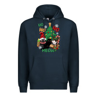 Navy ho ho ho meow Premium Hoodie - CowGirlArtShop