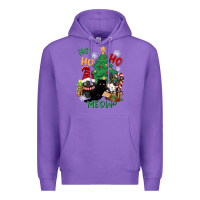 Purple ho ho ho meow Premium Hoodie - CowGirlArtShop