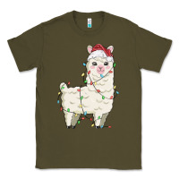 Army Green christmas llama Classic Tee - MaliasSmallBusiness