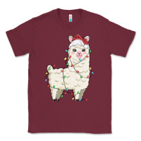 Burgundy christmas llama Classic Tee - MaliasSmallBusiness