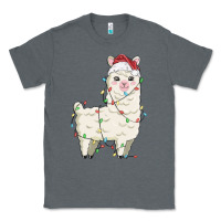 Charcoal Heather christmas llama Classic Tee - MaliasSmallBusiness